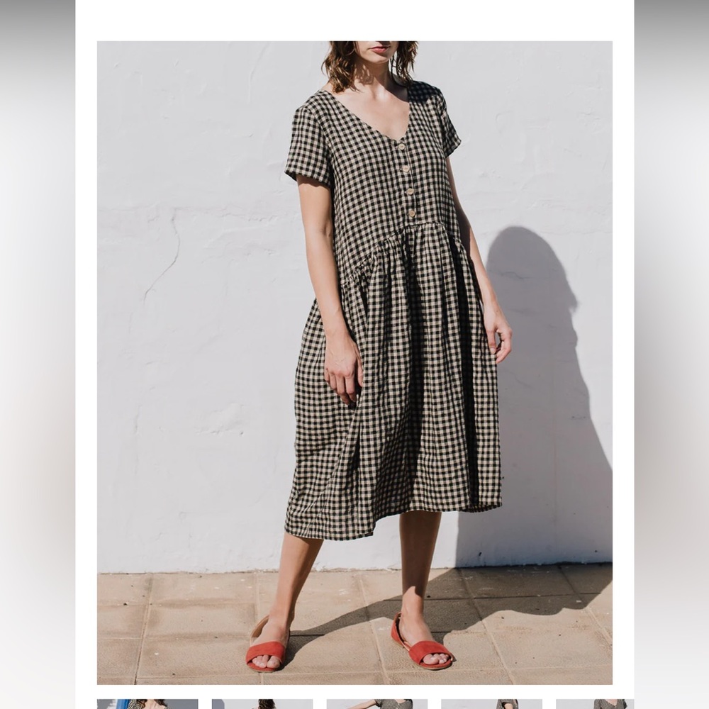 VOLUME-3 dress brand new, size M in mid sand Gingham - Picture 5 of 5
